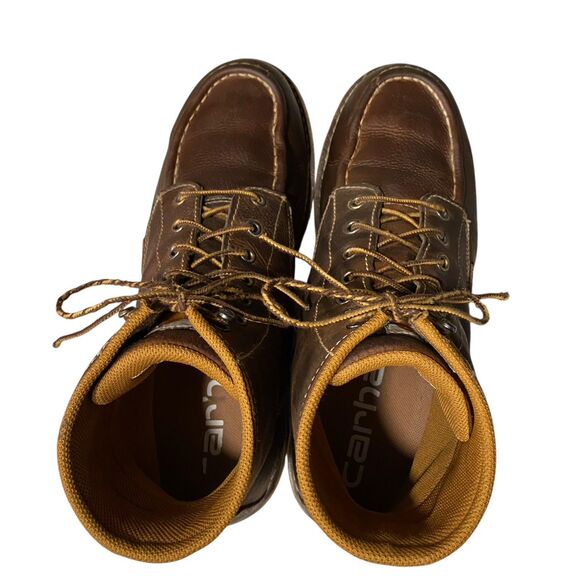 Carhartt Waterproof Moc Toe Wedge Work Boots Brown Leather EH Men's 10.5 - Picture 6 of 10